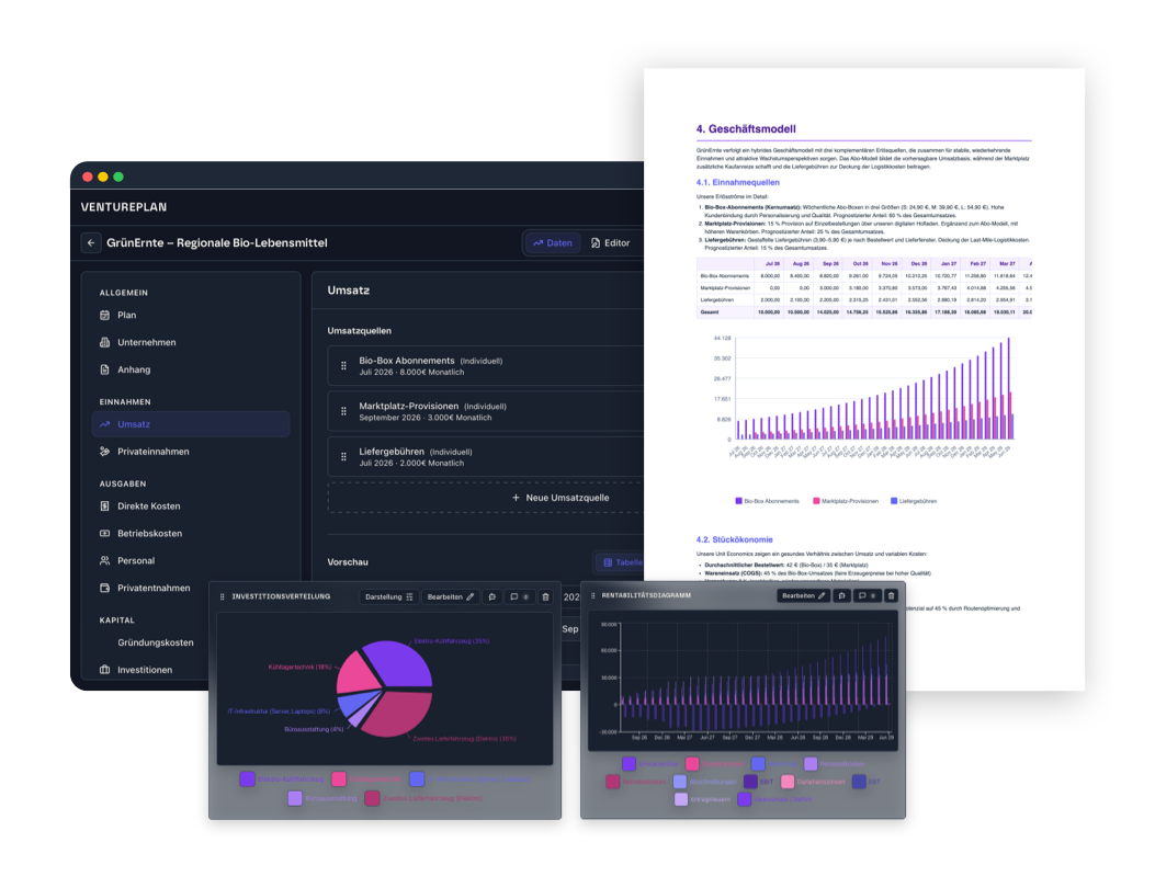 Dein professioneller Businessplan — komplett kostenlos